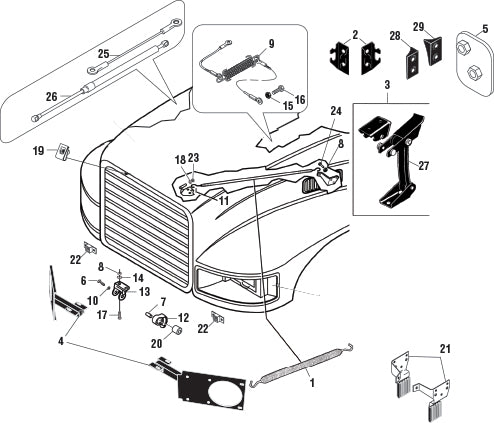 PAI FSP-5164 MACK 57QL251M HOOD SPRING (CH / CL / RD) (25158019