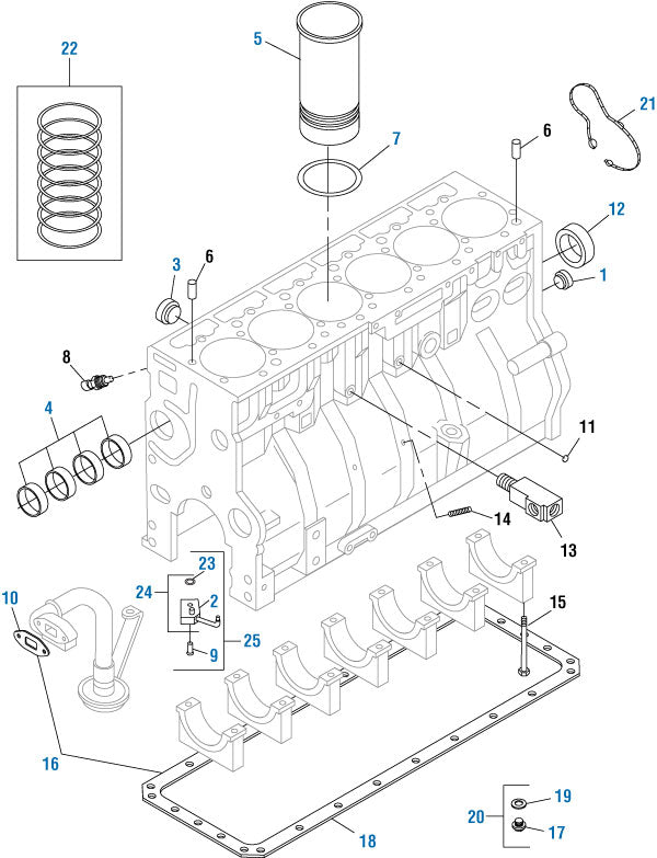 PAI Industries - International Engine Cylinder Block Components - DT-466E / DT-570 (2004 & Up) | woodlineparts.com
