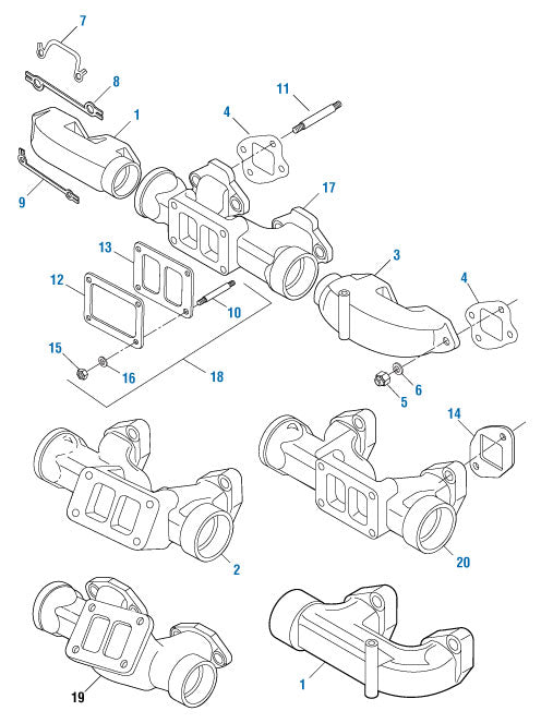 PAI Blue - Mack & Volvo Applications Exhaust Manifold - Engine - E6 Series | woodlineparts.com