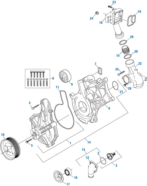 PAI 801160 MACK / VOLVO 21412639 THERMOSTAT KIT MP7 / MP8 (180
