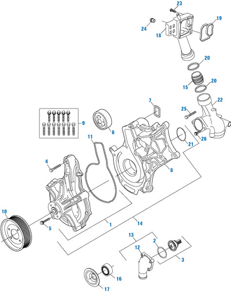 PAI 801160 MACK / VOLVO 21412639 THERMOSTAT KIT MP7 / MP8