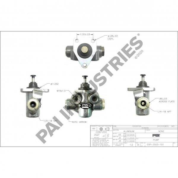 PAI ESP-3503 MACK 935-0440008120 FUEL SUPPLY PUMP E7 E-TECH