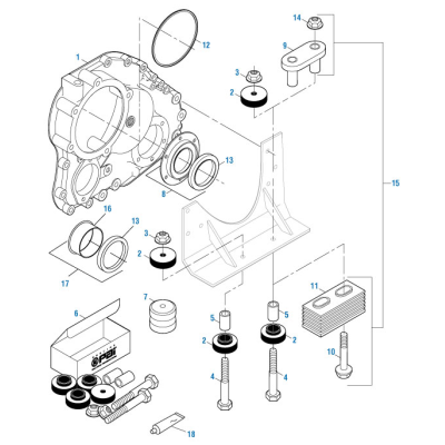 PACK OF 4 PAI FMT-4658 MACK 20QL312M2 FRONT ENGINE INSULATOR 2-5/8