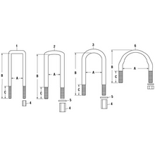 Load image into Gallery viewer, PACK OF 2 PAI FUB-5054 MACK 7QK3151P4 FLAT U-BOLT KIT (3-1/2 X 10) (USA)