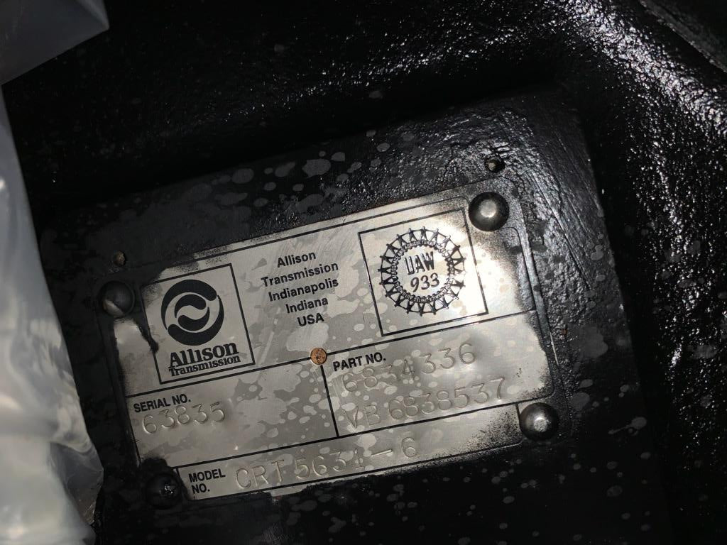 ALLISON CRT 5631-6, PART NO. 6834336 TRANSMISSION, REBUILT / OUTRIGHT