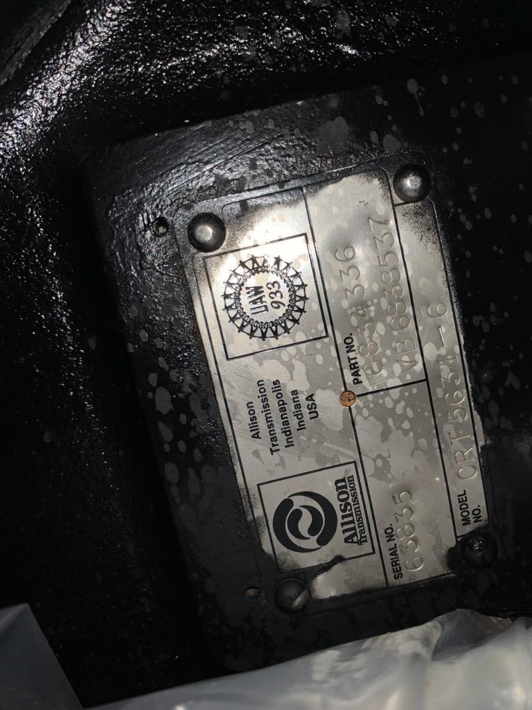 ALLISON CRT 5631-6, PART NO. 6834336 (VB6838537) TRANSMISSION, REBUILT / OUTRIGHT