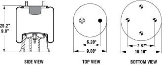 PAI FAS-0767 MACK 8633-1R12281 AIR SPRING (ROLLING LOBE) (1R12-281, 9130) | woodlineparts.com