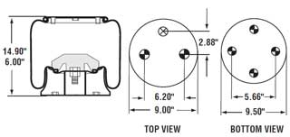 PAI 804328 MACK 8633-1R12309 AIR SPRING (ROLLING LOBE) (1R12-309) (USA) | woodlineparts.com