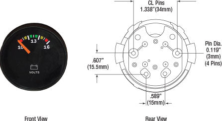 PAI 804381 MACK 51MS232M VOLTMETER GUAGE (24V) (CH / CL / CX) (OEM)  woodlineparts.com