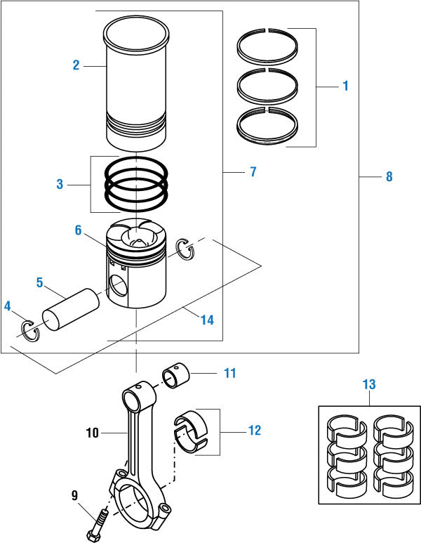PAI - International Engine Pistons, Cylinder Kits, Rod Bearings and Ring Sets - DT-466 (Early to 1993) | woodlineparts.com