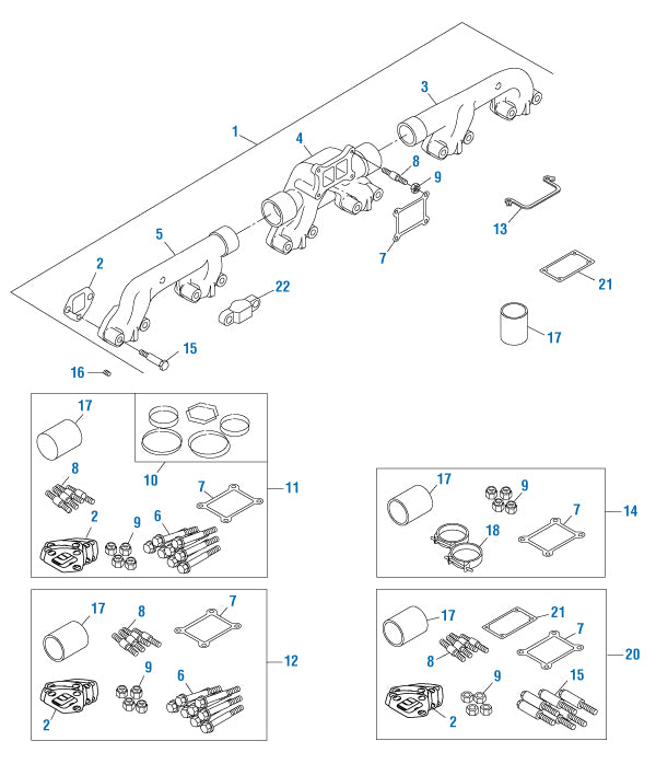 PAI Industries - Cummins Engine Pulse Exhaust Manifolds - Current Style - 855 Series | woodlineparts.com