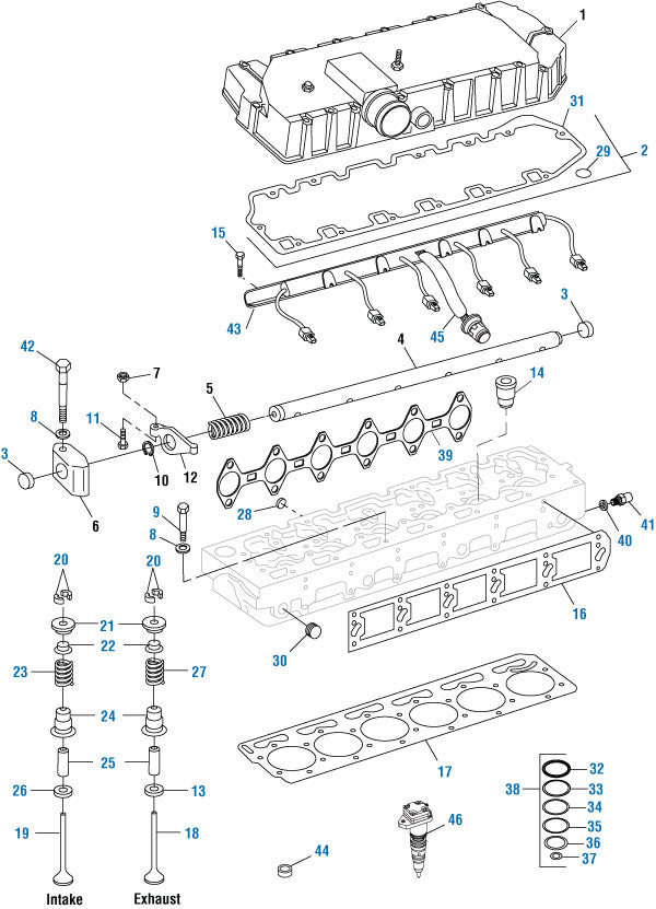 PAI Industries - International Engine
Cylinder Head Components - DT-466E / DT-530E (2000-2003) | woodineparts.com