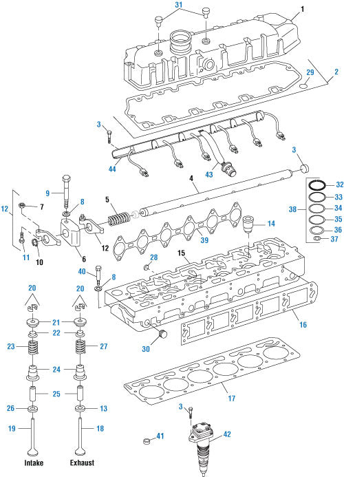 PAI - International Engine Cylinder Head Components  - DT-466E / DT-530E (1993-1999 HEUI) | woodlineparts.com