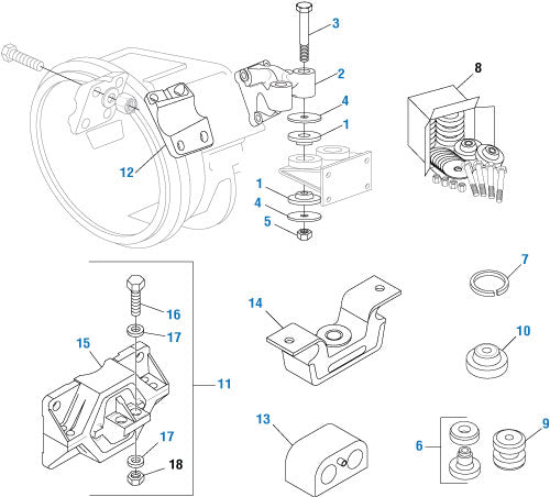 PAI EM46030 MACK 204SX216 REAR ENGINE MOUNT KIT