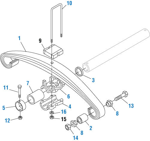 PAI Industries - Chassis Suspension
38,000 LB 3 Leaf Suspension Components - Rear Suspension | woodlineparts.com