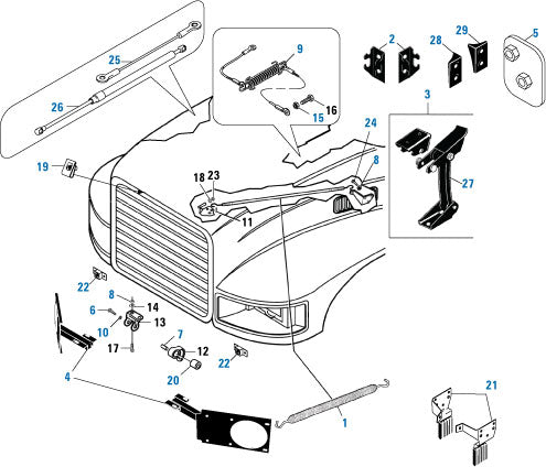 PAI Blue - Mack & Volvo Applications
CH / CL / CX / CV Model Hardware - Hood Components | woodlineparts.com