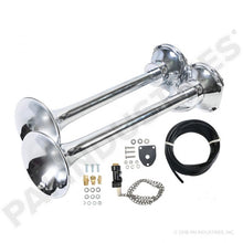 Load image into Gallery viewer, PAI 451630 NAVISTAR 244283R91 DUAL AIR HORN KIT (15-1/4" &amp; 13-1/4" LONG) | woodlineparts.com