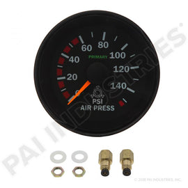 PAI 803461 MACK 7MT261M AIR GAUGE (MECHANICAL) (DUAL) (CHROME) (OEM)