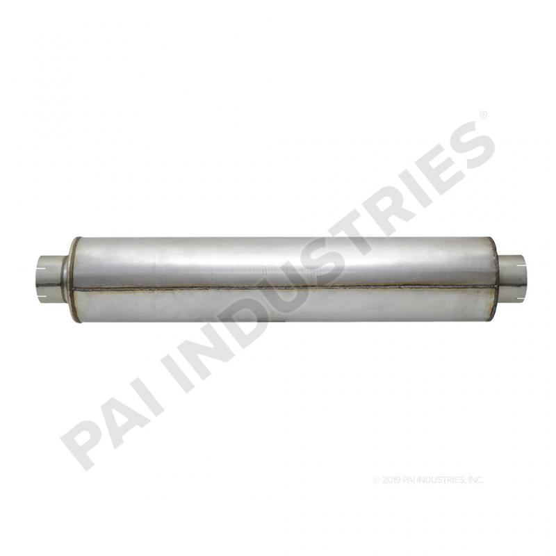 PAI 803645 MACK 2ME3140M MUFFLER (51.00" OAL) (ROUND) (5.00" IN / OUT) (USA) | woodlineparts.com