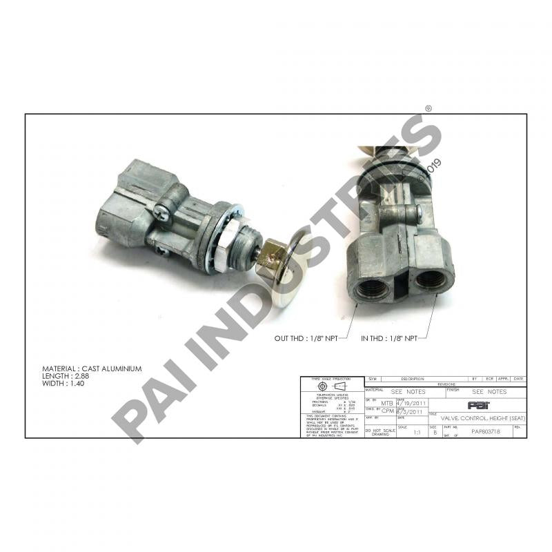 PAI 803719 MACK 800-6222077001 SEAT HEIGHT CONTROL VALVE KIT (USA)