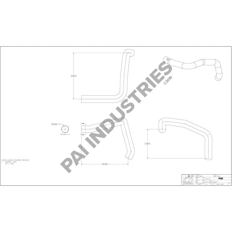 PAI EET-1843 MACK 4ME4969 EXHAUST PIPE (REAR) (4.00") (R / RB / RD / RW) (25163059)