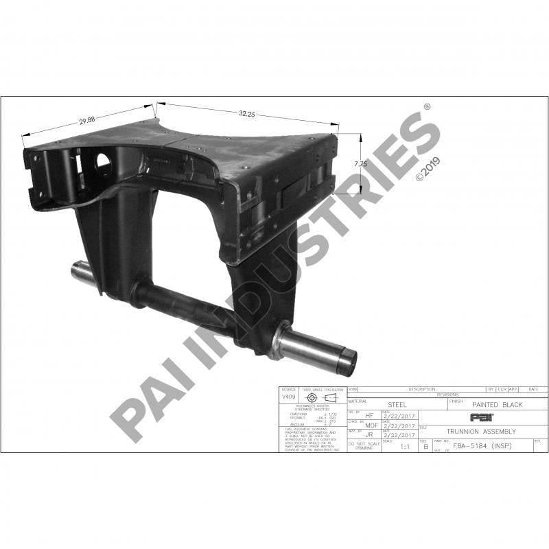 PAI FBA-5184 MACK 97QL5133 TRUNNION BRACKET ASSY (EXTREME SERVICE) (OEM)