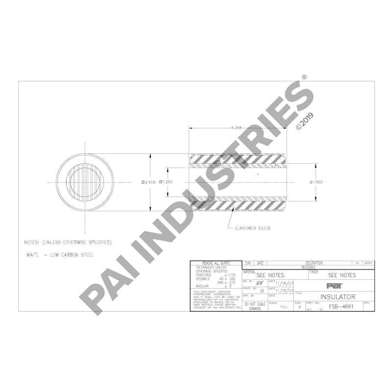 PACK OF 2 PAI FSB-4661 MACK 10QK146B SPRING INSULATOR (2.519" OD X 4.248" L)