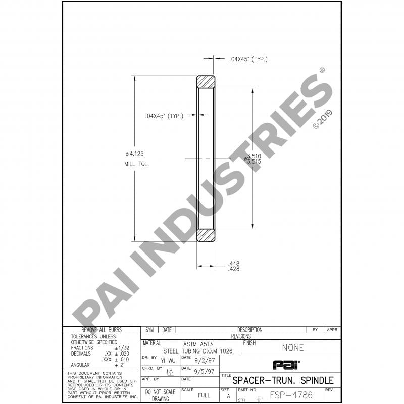 PAI FSP-4786 MACK 44RU2223P2 CLAMP SPACER (INNER RING) (7/16" THICK) (USA)