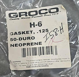 Groco® H-6 Gasket (Neoprene) (50 Durometer) (0.125)
