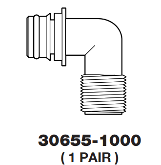 JABSCO® 30655-1000 SNAP-IN PORT CONNECTOR X 1/2"-14 MALE PIPE 90 ELBOW (PAIR)