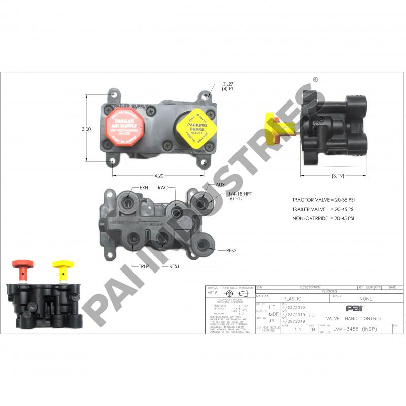 PAI LVM-3458 MACK / MIDLAND / HALDEX KN20615 MV-2 CONTROL VALVE (USA)