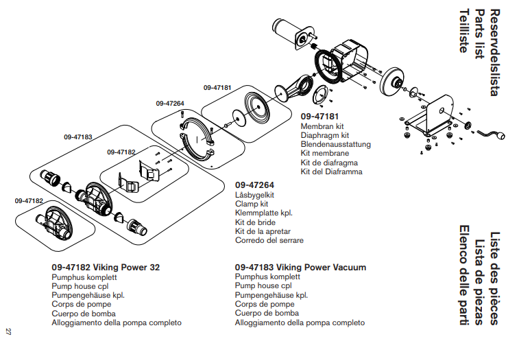 Johnson® Viking Power & 32 Viking Power Vacuum Pumps - Exploded View | woodlineparts.com
