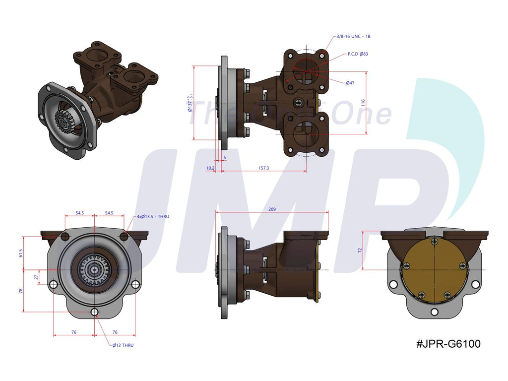 JMP Marine® JPR-G6100 Replacement Detroit Diesel® 23507971 Raw Water Pump (5115396, 2570-0051) | woodlineparts.com