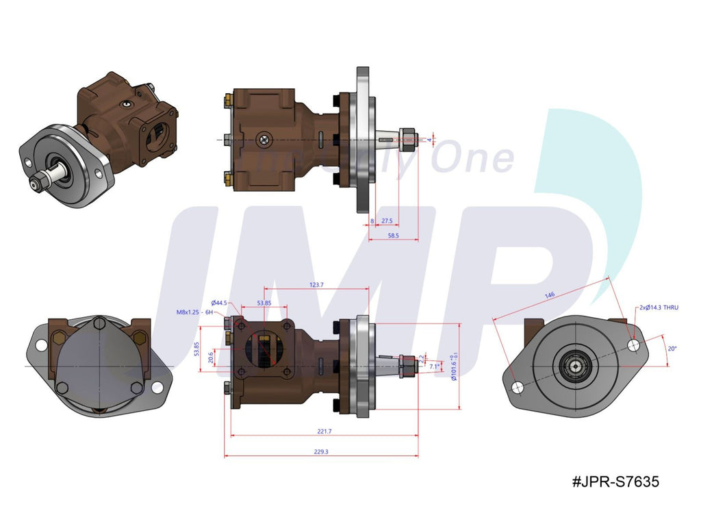 JMP Marine® JPR-S7635 Replacement Sherwood P1735X Engine Cooling Pump | woodlineparts.com
