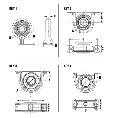 PAI EM69080 MACK / DANA 210207-1X CENTER BEARING (2104-2102071X)
