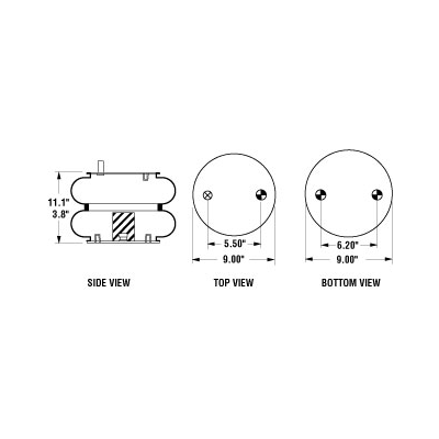 PAI FAS-0714 MACK 2B12-307 BELLOWS AIR SPRING (4333-554787C1, 8633-2B12307)