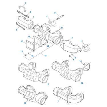 PAI EEX-2040 MACK 104GC343A REAR EXHAUST MANIFOLD (E6) (HORIZONTAL BOLT)