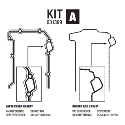 PAI 631399 VALVE COVER KIT FOR DD15 ENGINES (A4720160180, A4720160780)