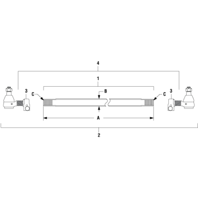 PAI 804309 MACK 7QH44M STEERING CROSS TUBE ASSEMBLY (49.00" L.) (USA)