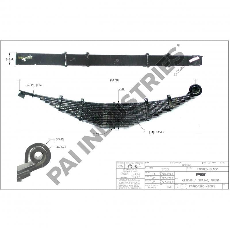 PAI 804280 MACK 2QK3333 FRONT SPRING ASSEMBLY (RD / MR / MRU) (OEM)