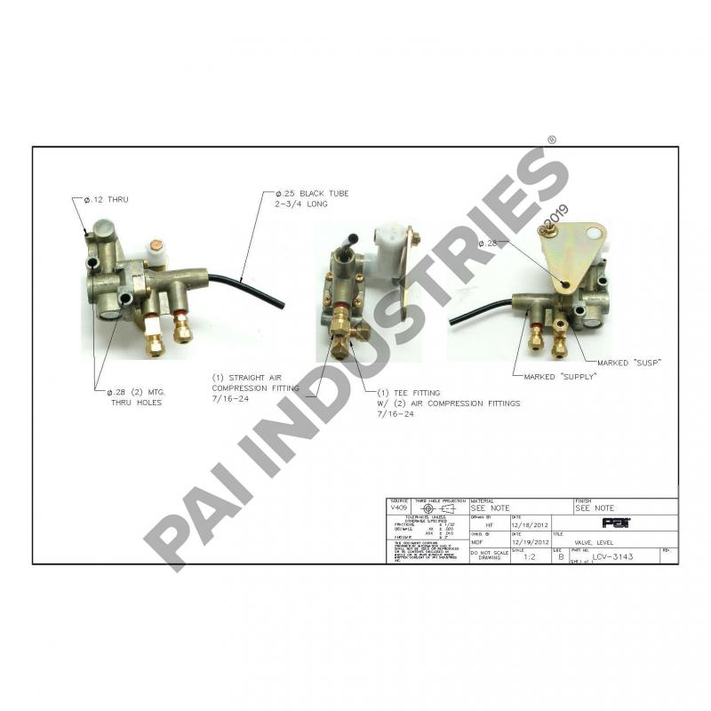 PAI LCV-3143 MACK 20QE3367M LEVELING VALVE (CH / CHN / CL / CX / CV) (OEM)