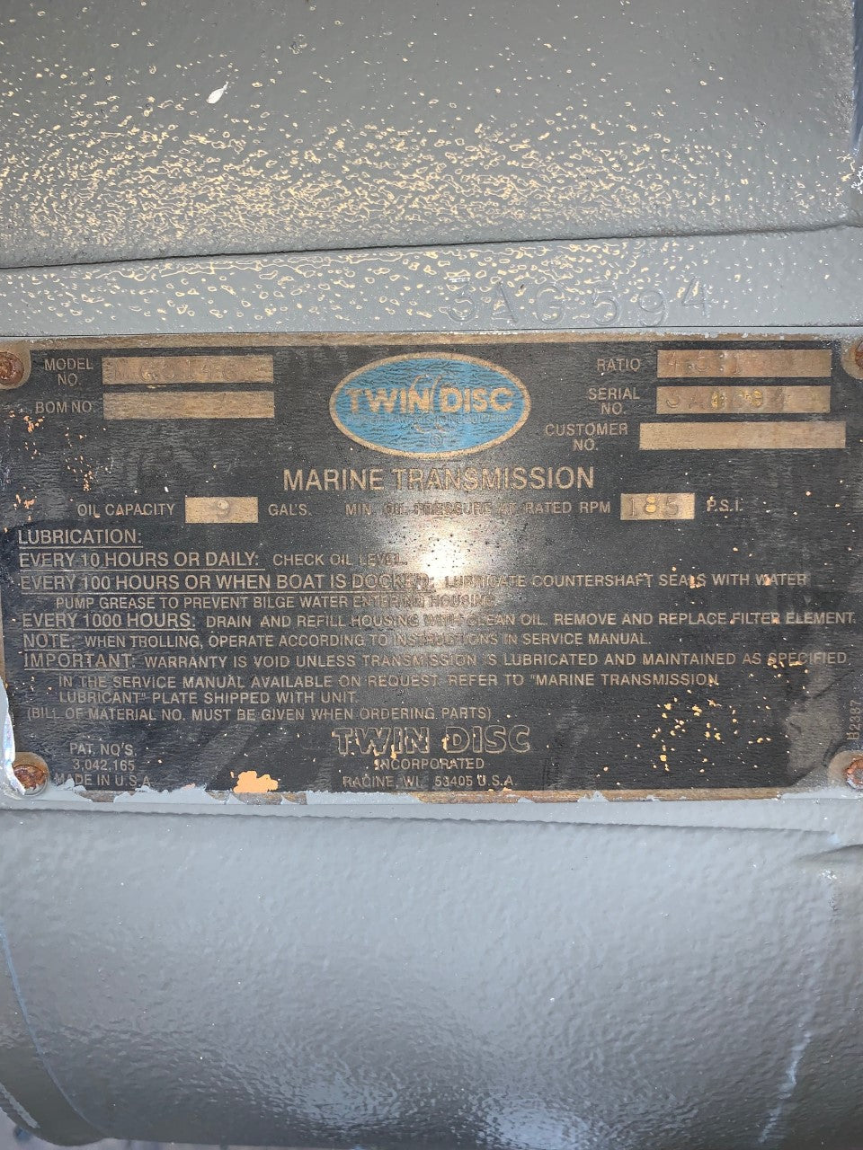 MG 514 C TWIN DISC 4.5:1 MARINE GEAR / MARINE TRANSMISSION